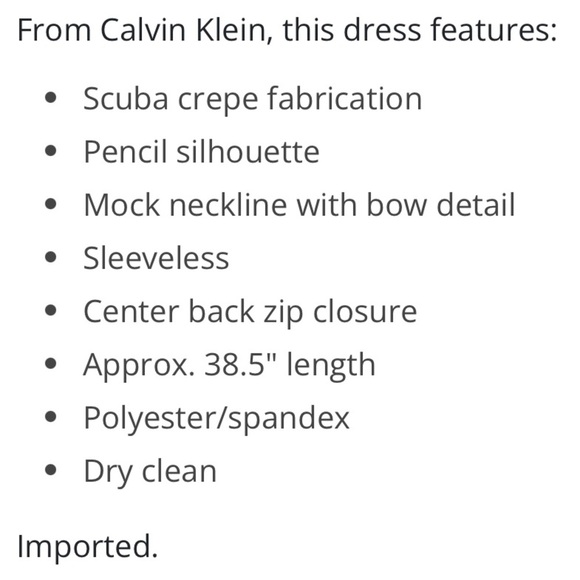 Women’s Calvin Klein Sleeveless Tie Mock Neck Scuba Crepe Pencil Dress Size 4 - Picture 14 of 16